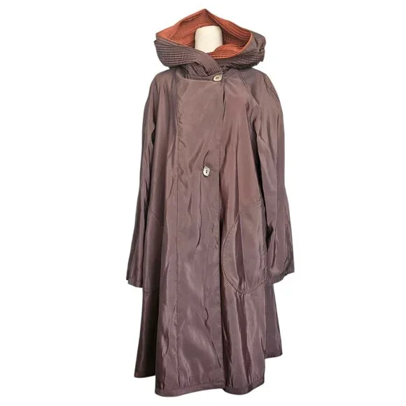 Mycra Pac Donatella Reversible Rain Jacket Hood Brown/Orange SZ 0-Petite US 6-8 - Picture 3 of 16